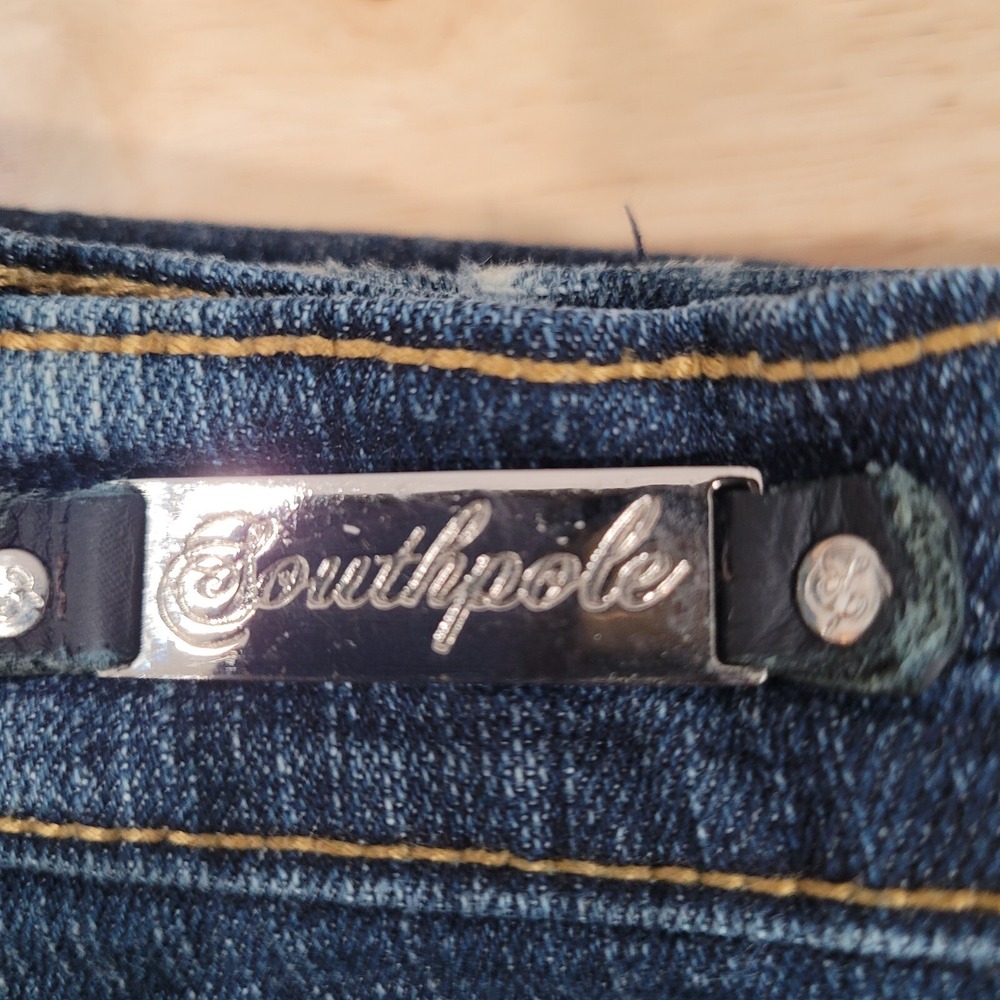 Southpole Womens 13 Flare Jeans Embroidered Pockets Mid Rise Denim Blue - Picture 3 of 14